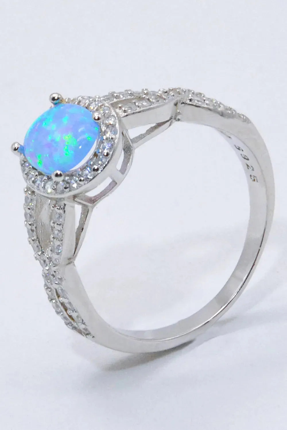 925 Sterling Silver Opal Halo Ring Opal - Tophatter Daily Deals